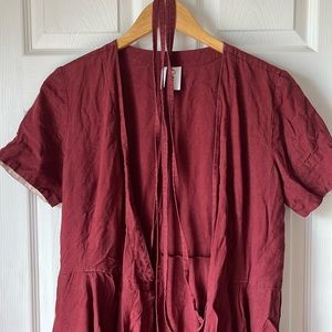 Son De Flor Linen Marsala Wrap Dress *FLAWS*